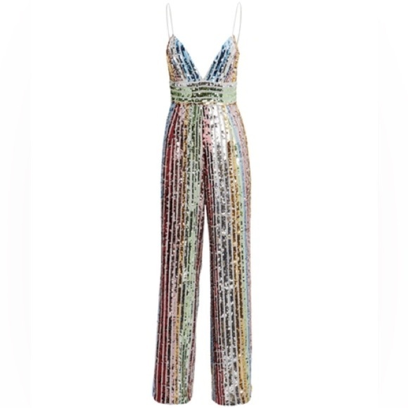 SAYLOR Jojo Sequin Jumpsuit XS V-Neck - Picture 3 of 14